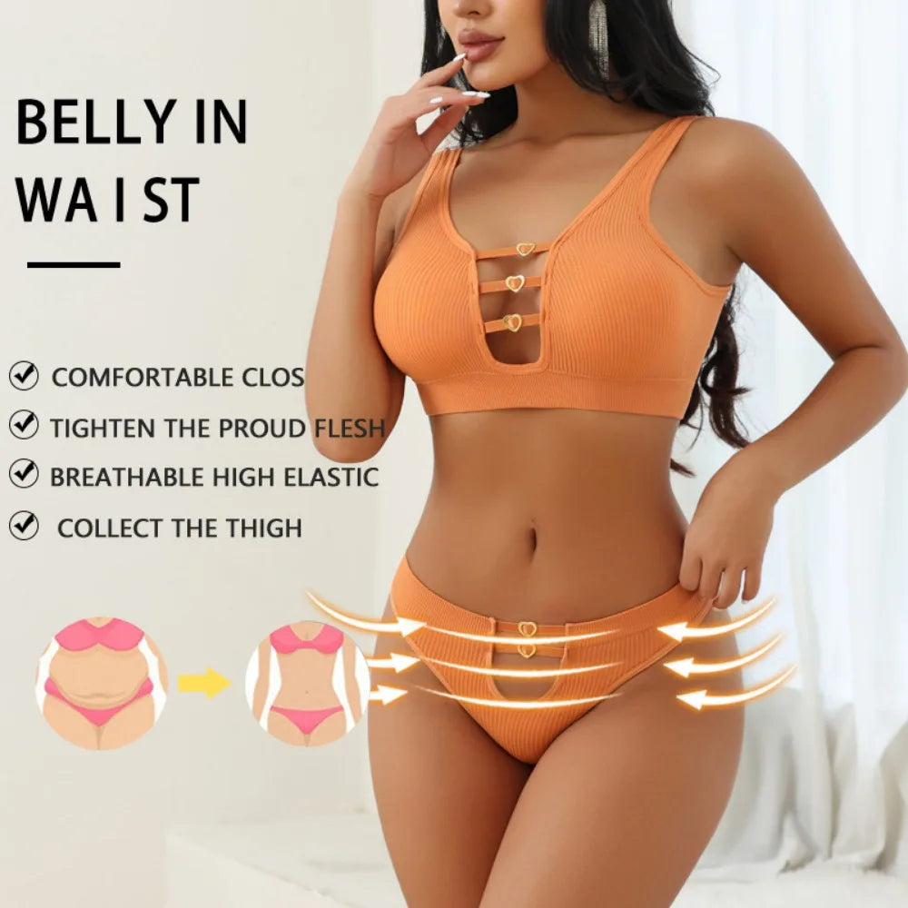 Sexy seamless underwear set push-up bra vest sports breathable push-up set