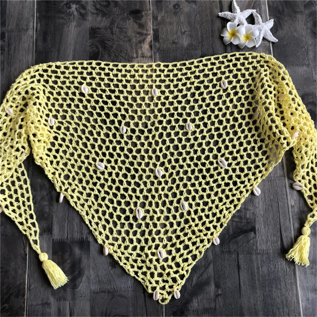 7 Colors Hollow Out Crochet Knitted Sarong Pareo Beach Cover Up Cover-ups Beach Dress Beach Wear Beachwear Female Women V7010