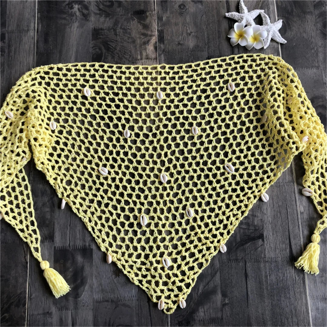 7 Colors Hollow Out Crochet Knitted Sarong Pareo Beach Cover Up Cover-ups Beach Dress Beach Wear Beachwear Female Women V7010