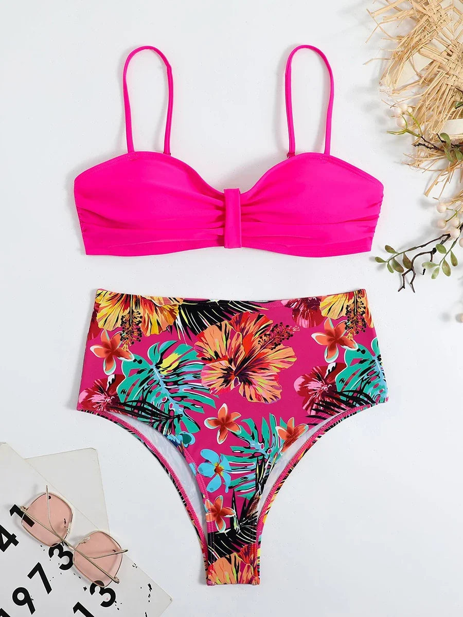 2026 Printed High Waist Bikinis Women Sexy Strappy Swimsuit Push Up Swimwear Female Bathers Bathing Swimming Swim Suit Beachwear