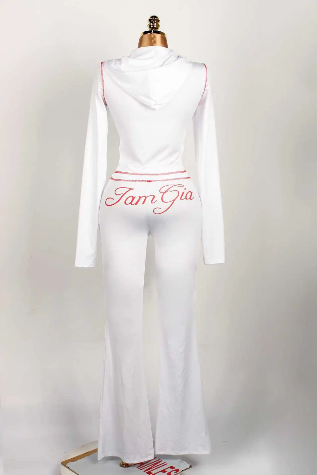 2026 New Women Ins Fashion Solid Color Sexy Straight Shoulder Contrast Stitch Long Sleeve 2 Piece Outfit