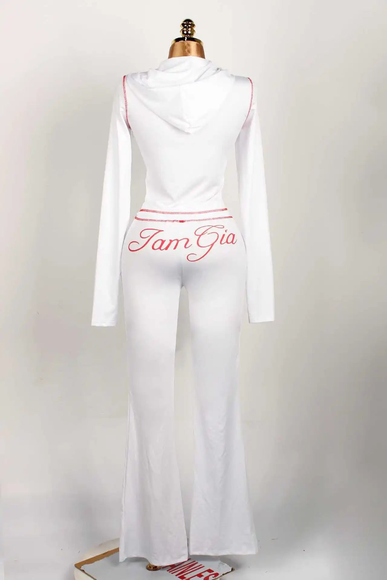 2026 New Women Ins Fashion Solid Color Sexy Straight Shoulder Contrast Stitch Long Sleeve 2 Piece Outfit