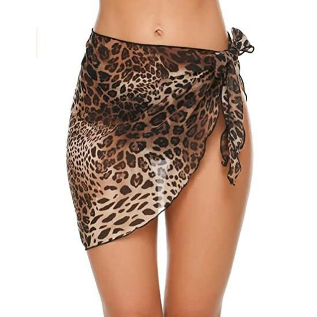 Women Sheer Wrap Cover Up Skirt Beach Wrap Bikini Leopard Print Zebra Stripes Beach Skirt For Swimwear Summer Bathing Suit