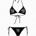 Sexy Gothic 2025 Women Cute Print Black Swimsuit Split Bathing Suit Low Waist Y2K Bikinis Sets Beach Swimwear 2000s Bikinis Sets