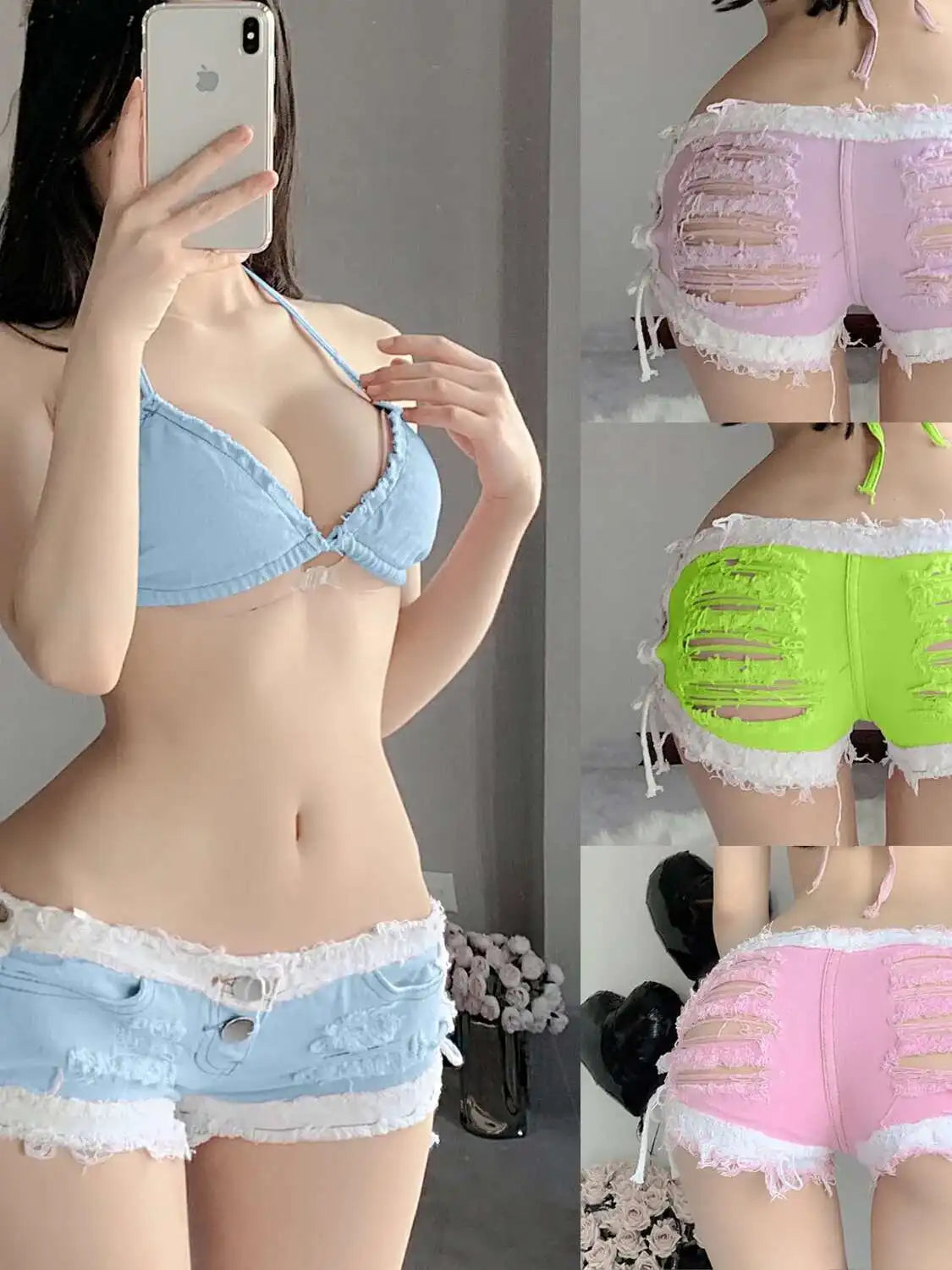 Summer Sexy Women Shorts Hot Denim Pants Female Girls Sea Sand Beach Bar Night Club Holes Casual Charming Elegant Beautiful B01P