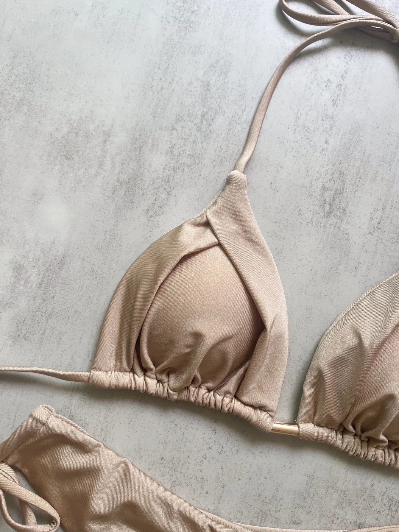 Sexy Brown Bikini 2026 Women Solid Red Halter Push Up Bra Tie Side Triangle Swimsuit Summer Bathing Suit Lace Up Micro Swimwear