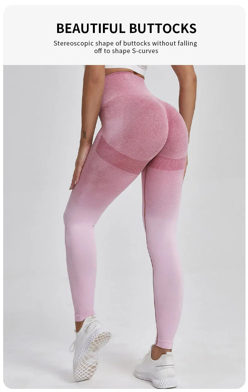 Gradient Color Energy Legging Women Workout Fitness Jogging Running Leggings Gym Tights Stretch Sportswear Yoga Pants