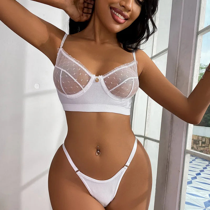 Flounce Sexy Lingerie Lace Transparent Women's Underwear Hot Delicate Erotic Lingerie Set Porn Exotic Sets Sexiest Outfit