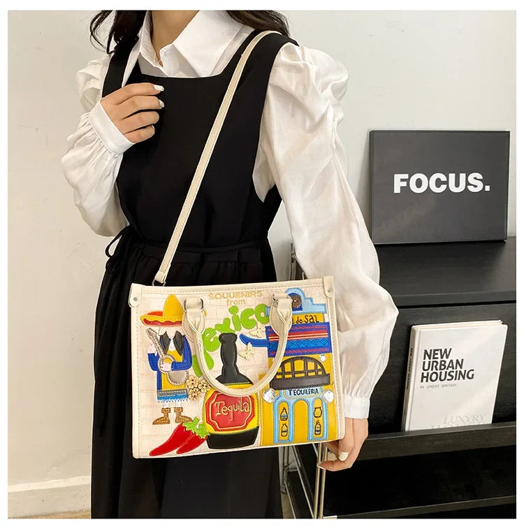 Design Patchwork Zipper 2026 Hot Sale Women's Bags Retro High Quality Women's Bags PU New Personality Stylish Shoulder Bags