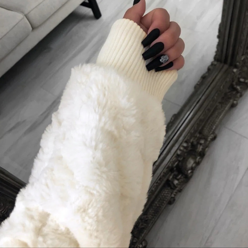 Phantasy Women's Hoodies Women Clothing Streetwear New Style Fashion Hooded Imitation Fur Plush Coat Solid Color Jacket Female