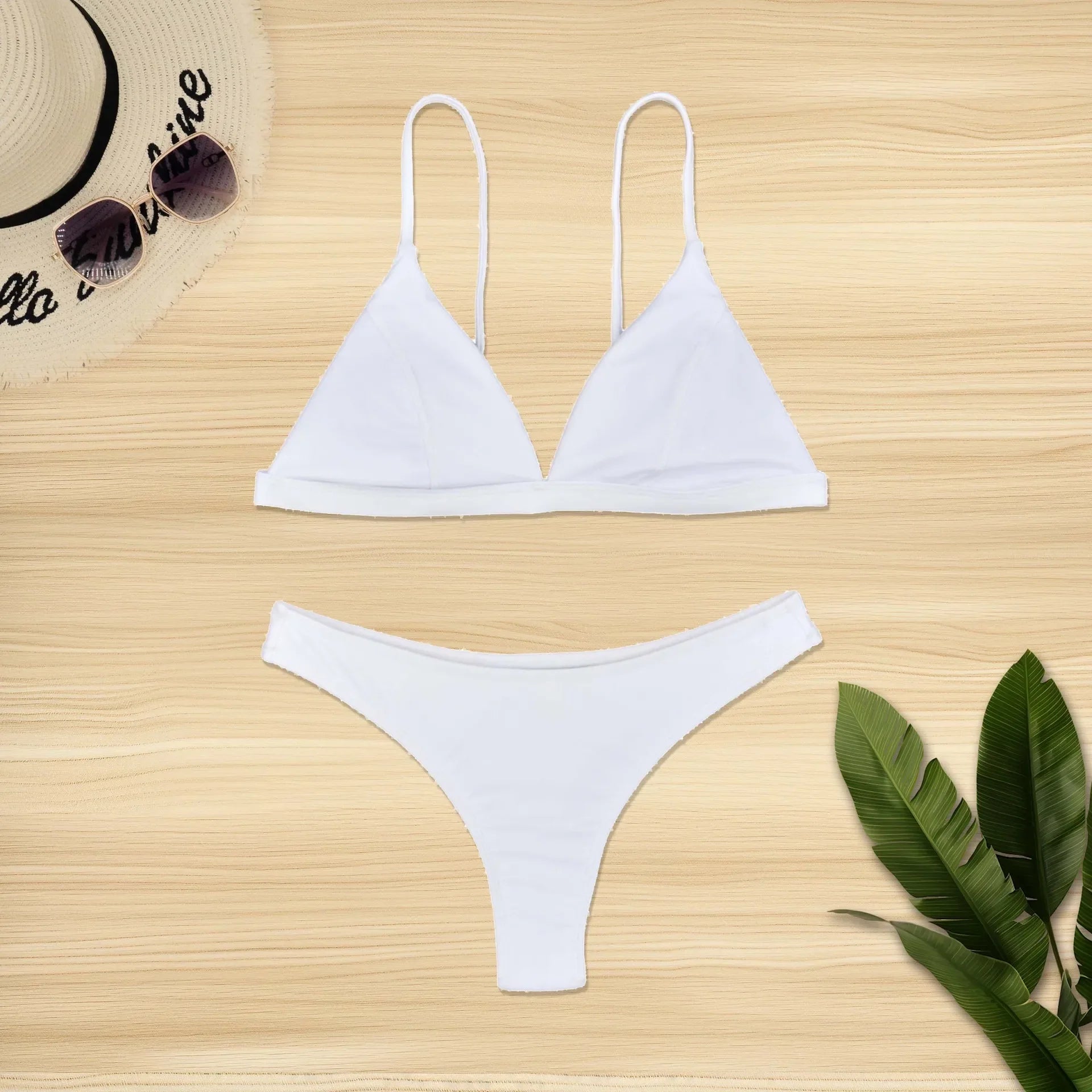 2026 Sexy Solid Color Bikini Swimwear Women's Underwear Nylon Fabric with Chest Pad No Steel Support For Swimming Swimsuit
