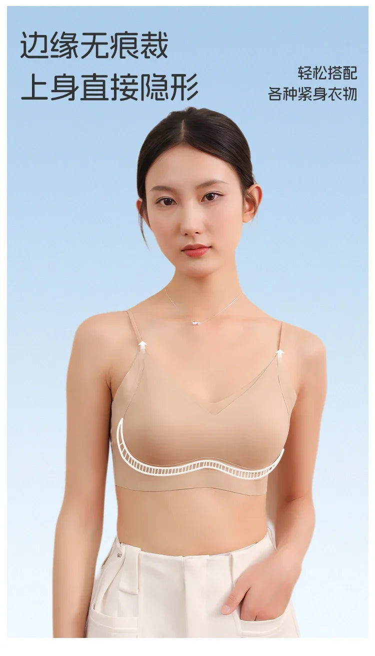 Invisible Minimizer Bra Large Bust Seamless Traceless Underwear Ultra Thin Cup Comfortable Jelly Support Wirefree Beautiful Back