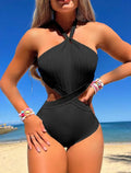 Sexy One Piece Swimsuit 2024 Women Black White Hollow Out Backless Beach Bodysuit Brazilian Bathing Suit Tummy Control Beachwear