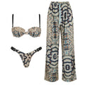 Bandeau 3 Pieces Bikini 2026 Sexy Women Swimsuit Swimwear Female Dress Cover Up Bikini Set Beachwear Bathing Suit Swimming Suit