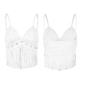 Summer Women's Tassel Corset Tops Retro Cowboy Stylish Sleeveless V Neck Vest Spaghetti Strap Tank Top for Party Street