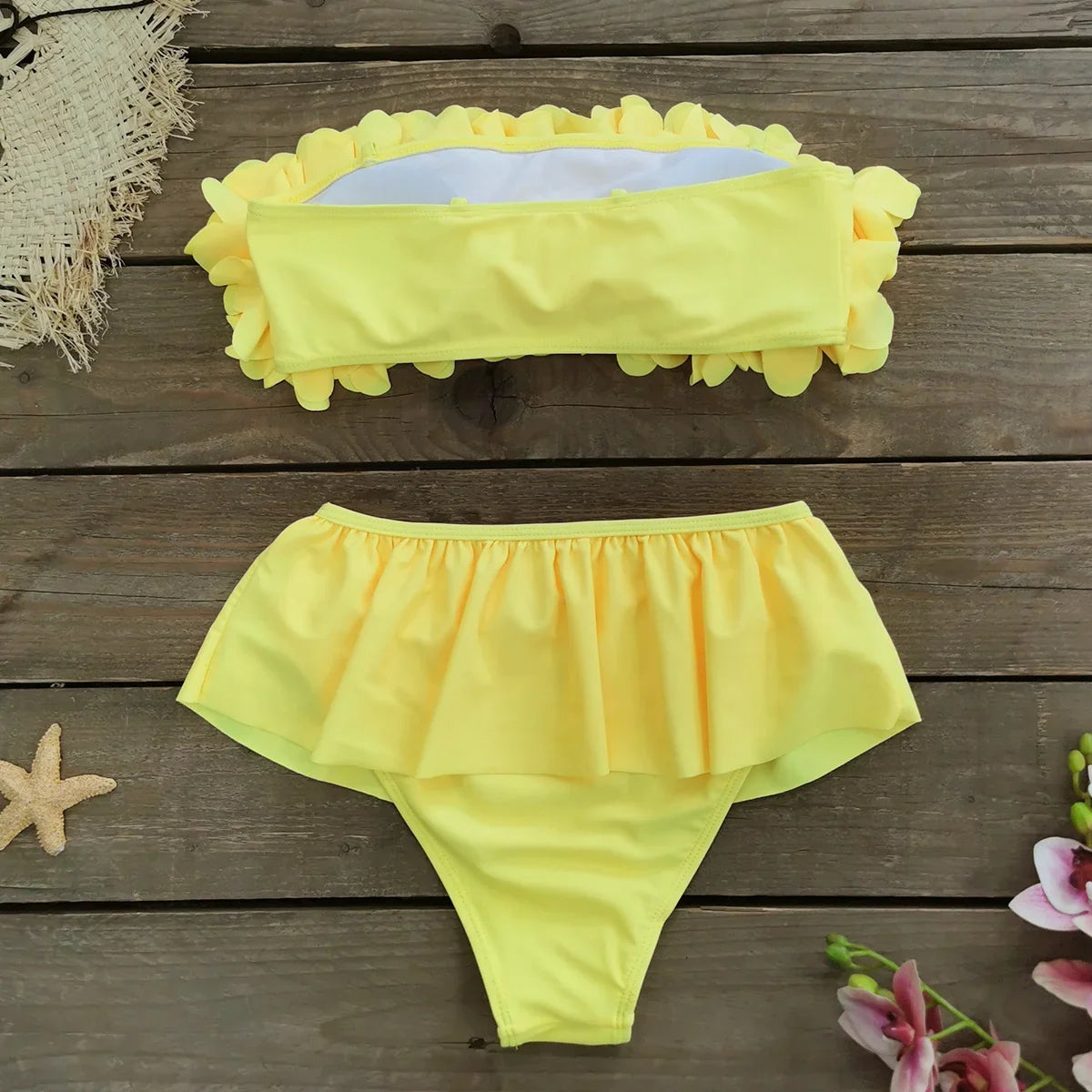 Sexy 3D Flower Bikini Set Brazilian Biquini Low Waist Swimwear Push Up SwimSuit Women Solid Swimwear Sexy Beach Wear Female