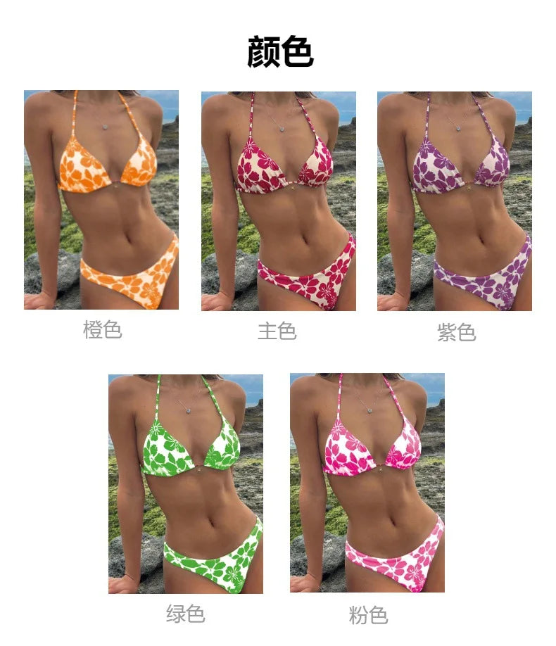 Micro Bikini 2026 Push Up Women Swimsuits Sexy Swimwear Brazilian Bikini Set Biquini Print Swimsuit Summer Brown Beachwear