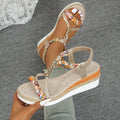 Fashion T-Strap Platform Sandals for Women New Mix Color Elastic Band Wedge Sandals Woman Summer Daily Open Toe Sandalias Female