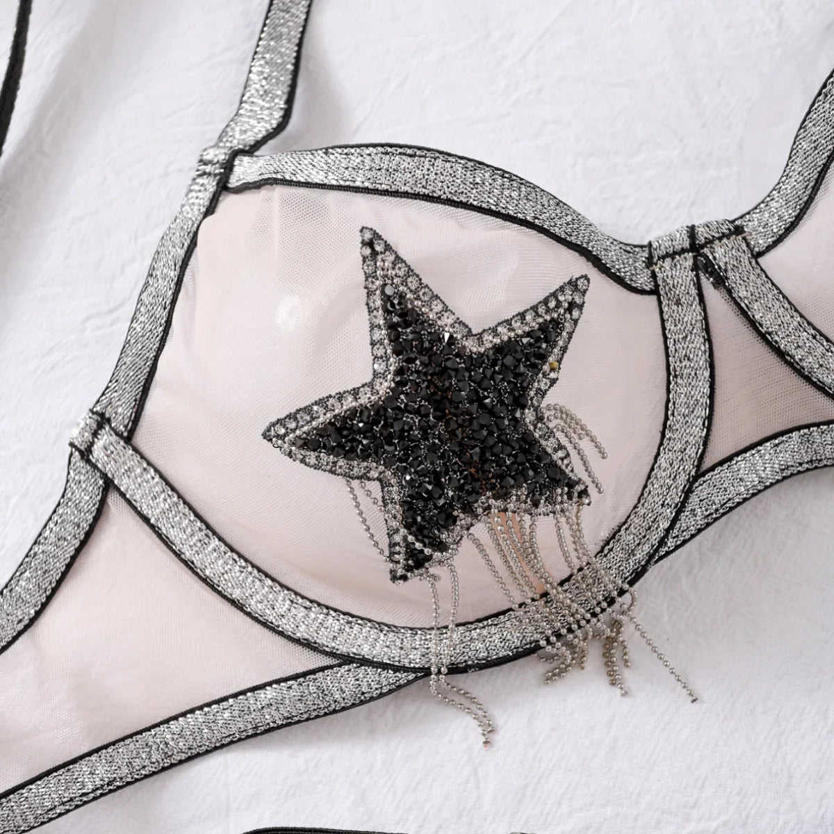 Sexy mesh see-through shapewear sexy split underwear set