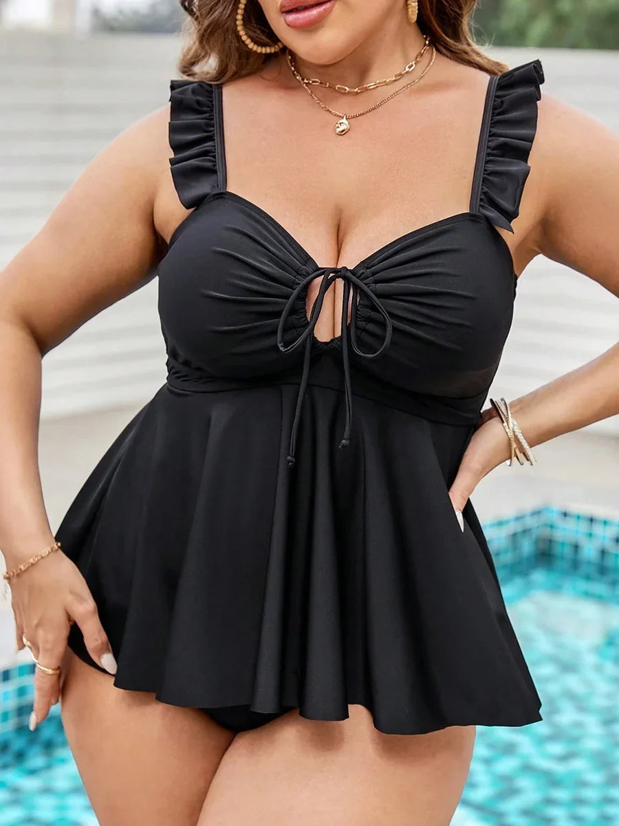 Ruffle Tankini 2026 Large Plus Size Swimsuit Women High Waist Swimwear Female Beach Wear Bathers Bathing Swimming Swim Suit
