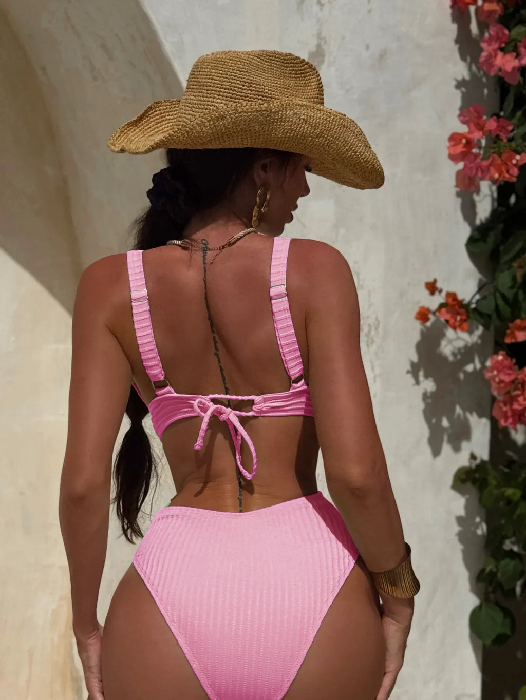 Striped Deep V Neck Cut Out Female Swimwear One Piece Swimsuit Women High Leg Cut Monokini Backless Bathing Suit Swim Bodysuit