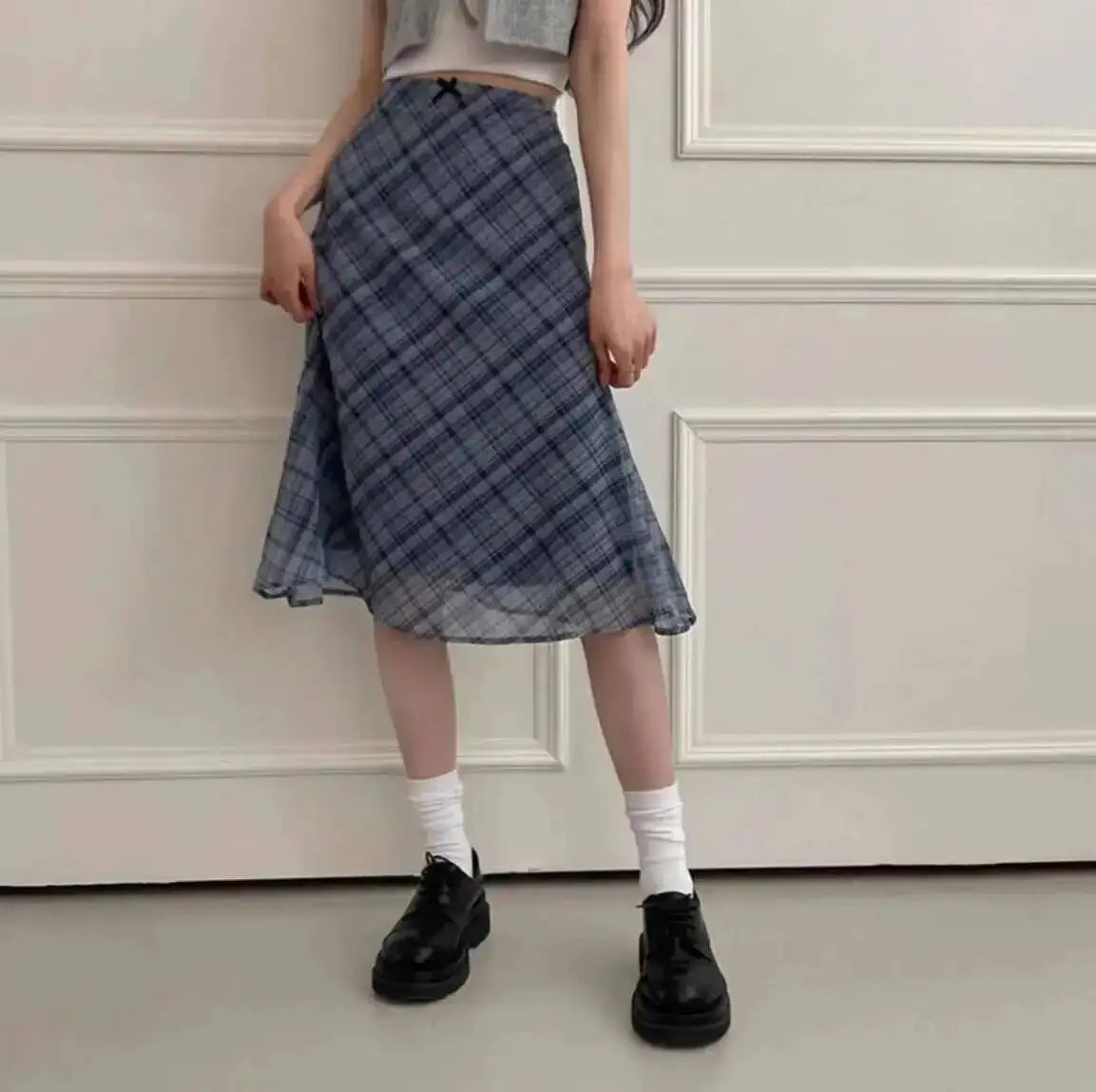 Sweet Skirts Chic Plaid Mini Skirt High Waist A-Line Korean Sle Commute Spring New Arrival Women's Fashion Mid-Length Skirts I3G
