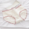 1 Pack Women's Cute Lace Trim Cotton Underwear Bow & Heart Print Briefs Sweet Style Lingerie M-XL Breathable Daily Panty