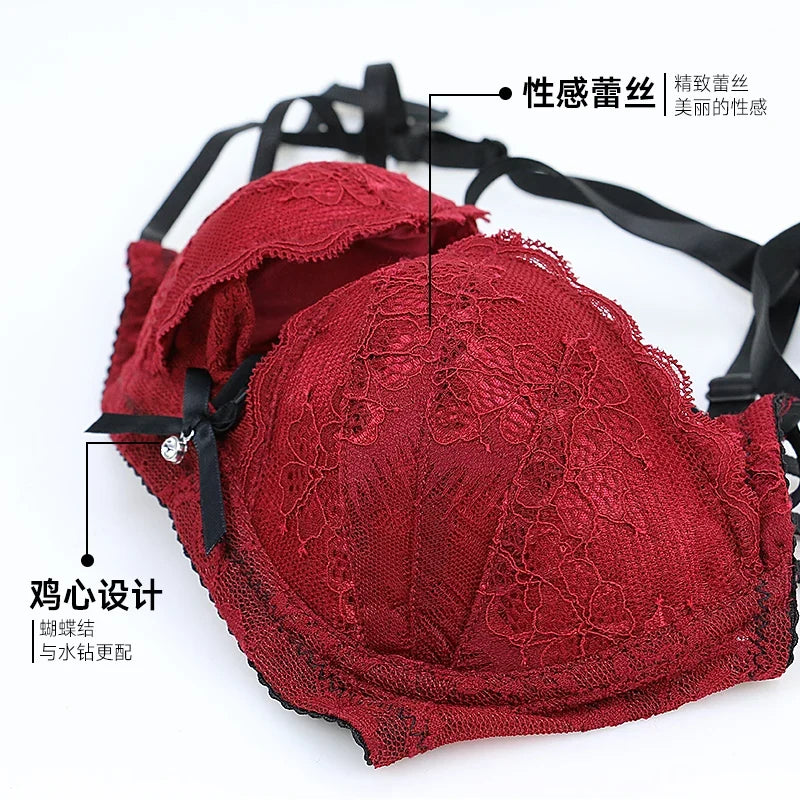Summer Christmas Lingerie Set Red Lace Bra Lightweight Low Back Support Comfort Bralette Pure Desire AU Sizes MOYISU Sexy Tushy