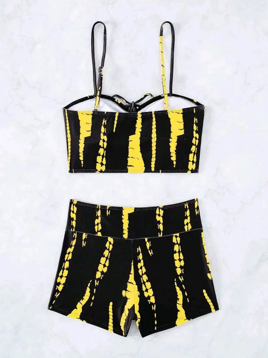 2026 Print String Bikini Swimsuit Women High Waist Shorts Swimwear Female Bathers Bathing Swimming Swim Suit Beachwear