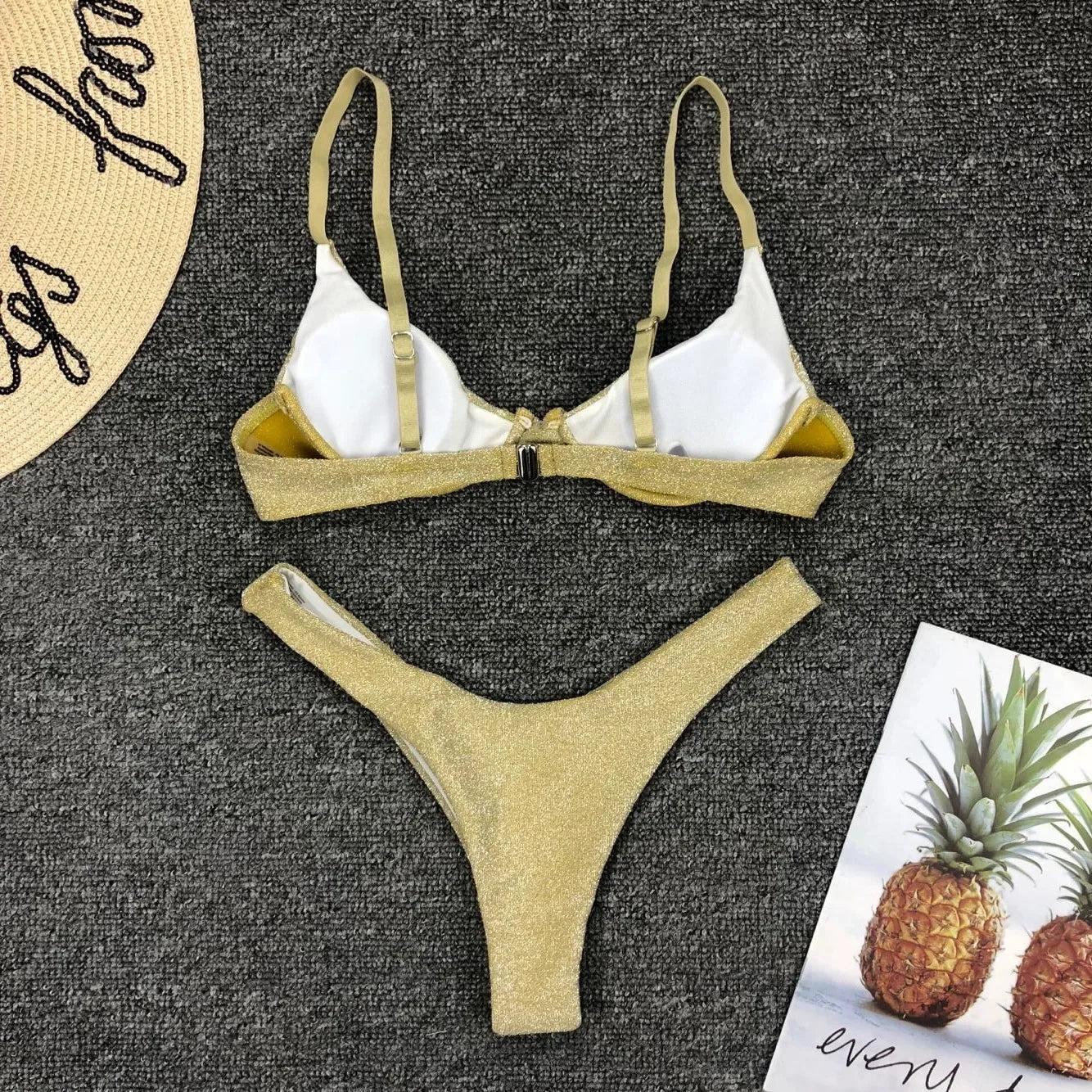 Sexy Silver Glitter Bikini 2026 Swimwear Women Push Up Cut Out Underwire Thong Swimsuit Summer Brazilian Bathing Suit Biquini