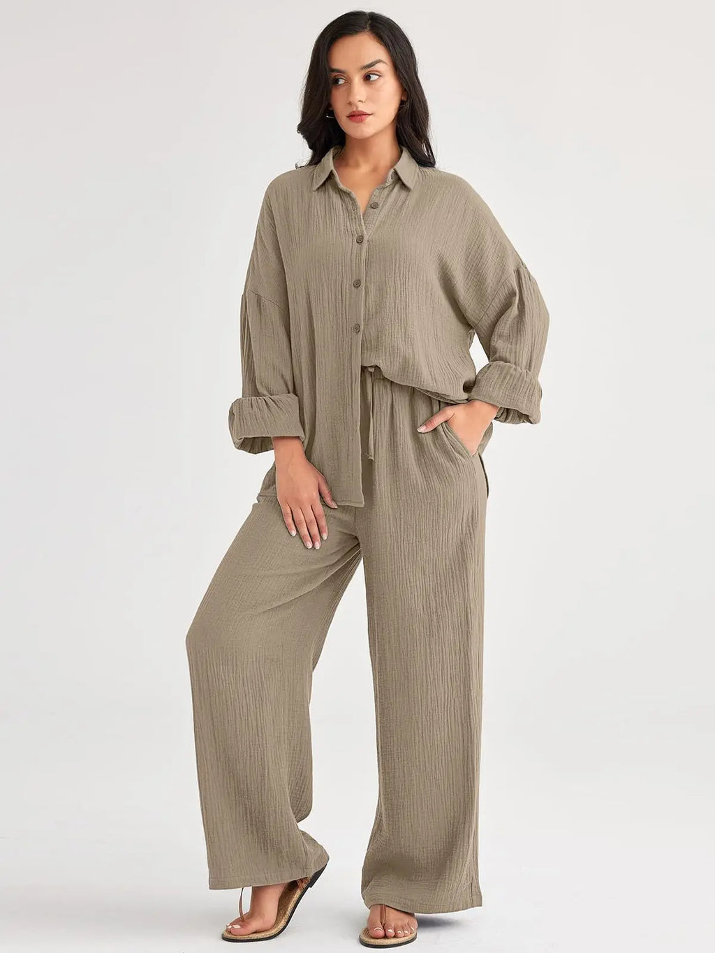 2026 Spring and Summer Casual Suit New Fashion Suit Loose Casual Top Wide Leg Pants Two-piece Set for Women