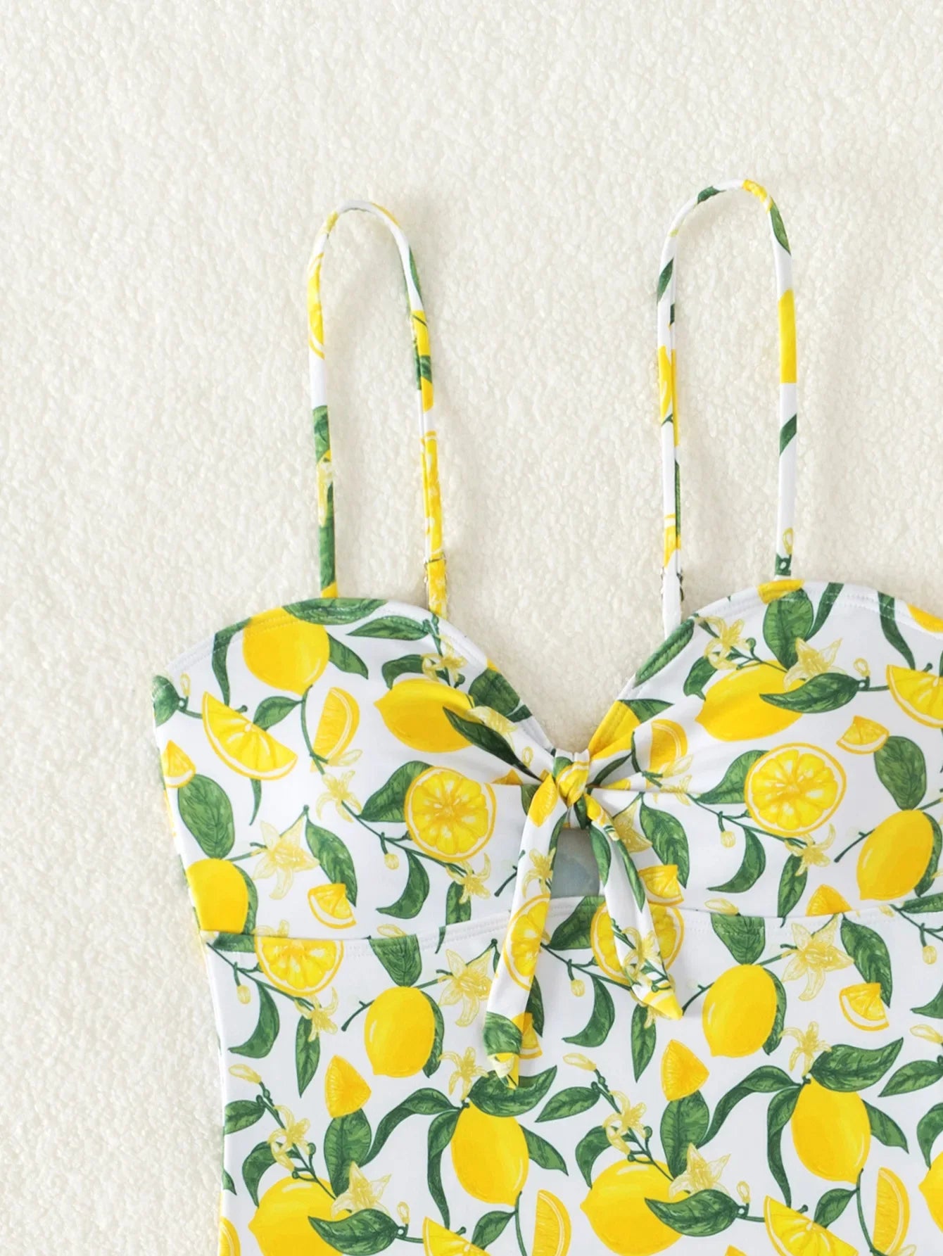 2026 New Yellow Fruit Print Bikini Suspender Backless Sexy One Piece Swimsuit High Waist Hollow Out Beach Vacation Bathing Suit