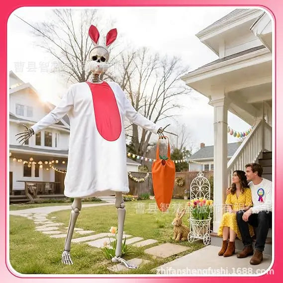 Easter Bunny Costume Women Rabbit Cosplay Outfit Skeleton Bunny Dress Halloween Party Stage Performance Dance Show Costume