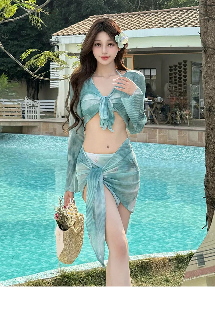 Swimsuit Women's New Split Four-piece Set Sexy Pure Desire High Value Seaside Hot Spring Vacation Bikini