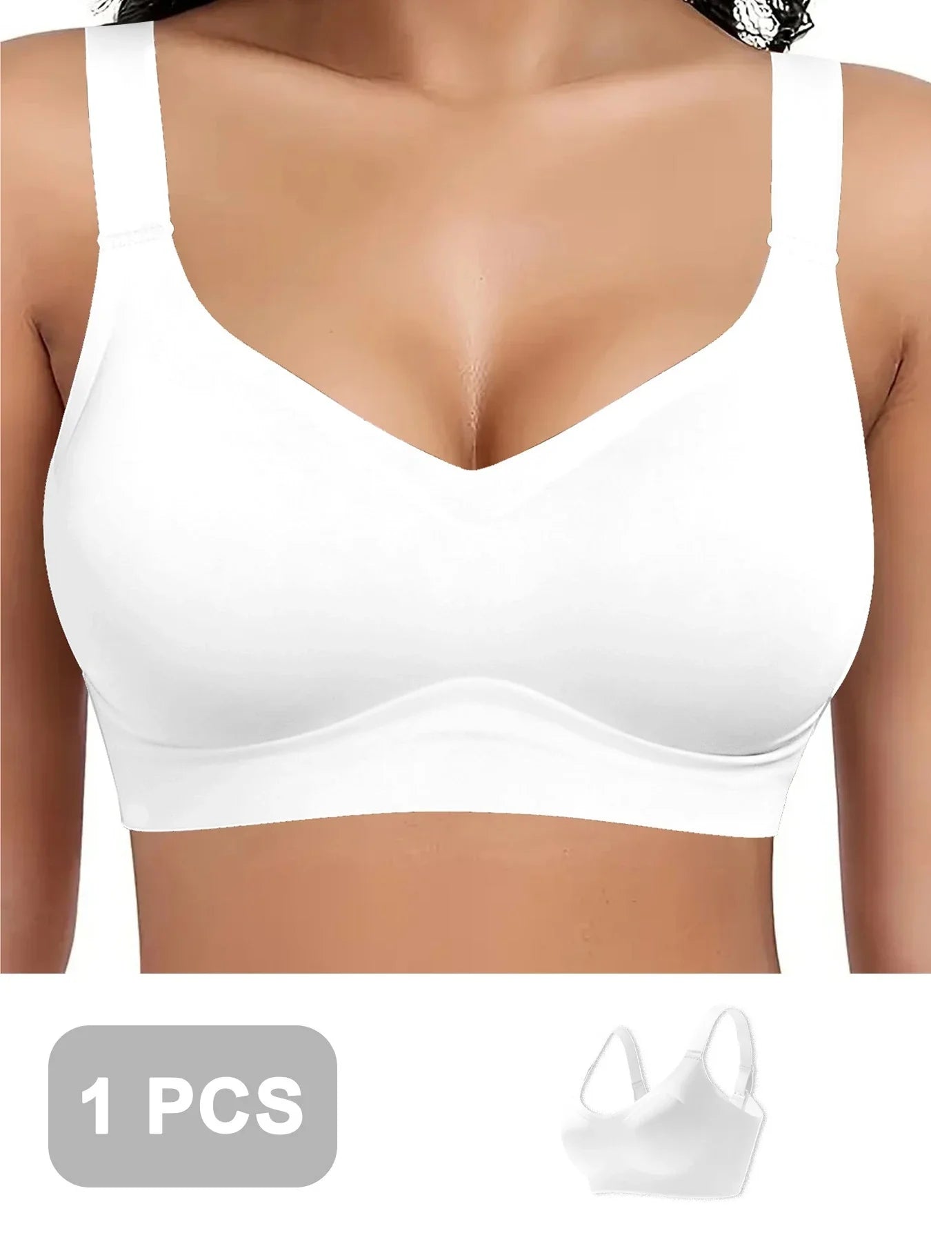 1pc Color Women's Seamless Wireless Sports Bras - Soft Stretchy Push-Up Design Everyday Basic Bras, Removable Padding Lingerie