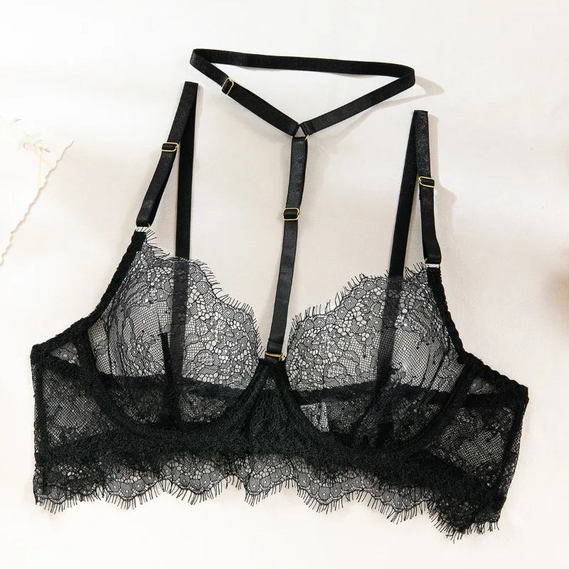 Toucheart Sexy Lingerie Suit Female Sexy See-through Lace Halter Bra Set  Adjustable Leg Ring Set for Women Sexy Underwear New