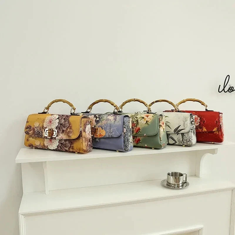 Vintage Bamboo Top Handle Bag Classic Mother Chic Lady Bags Women Shoulder Crossbody Bag Chain Bags Women's Handbags Purses