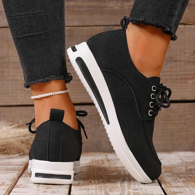 Comfortable Lace Up Platform Sneakers Women Lightweight Plus Size 43 Thick Sole Casual Shoes Woman 2025 Non Slip Sport Sneaker