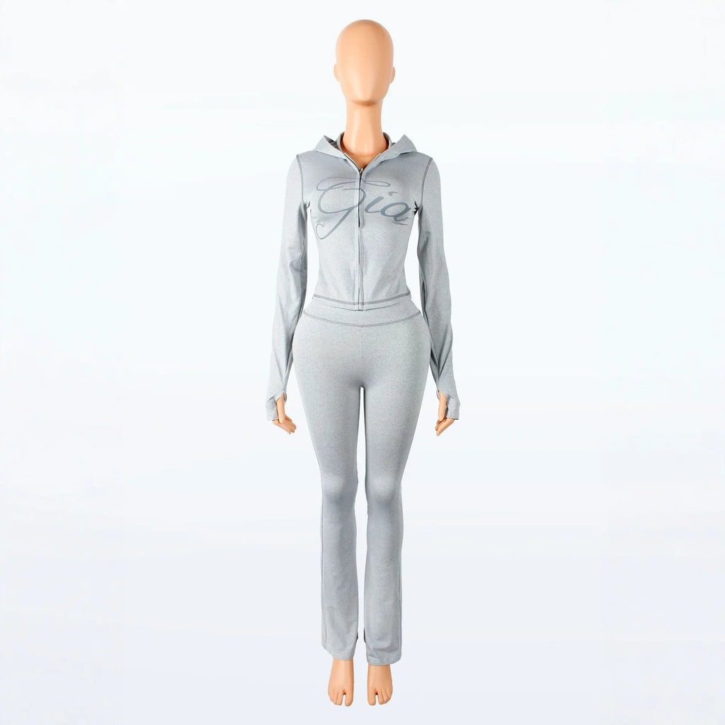 2026 New Women Ins Fashion Solid Color Sexy Straight Shoulder Contrast Stitch Long Sleeve 2 Piece Outfit