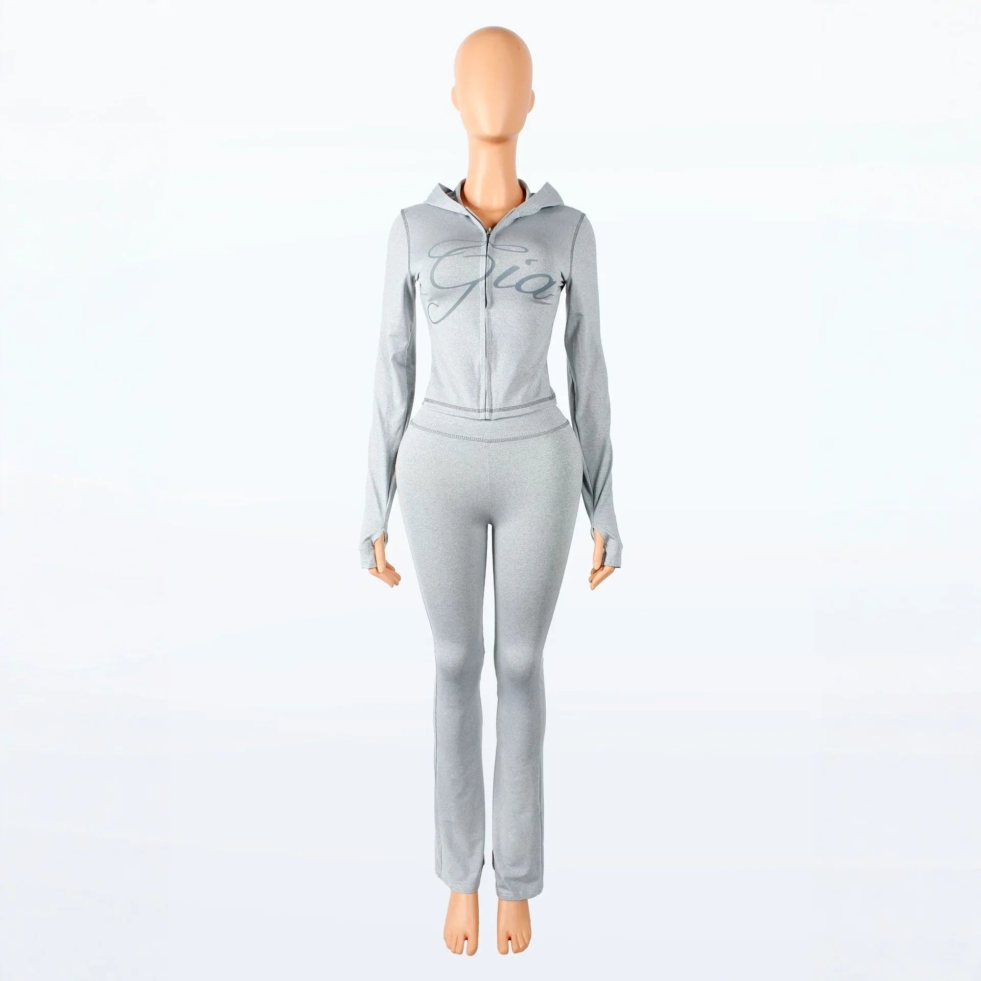 2026 New Women Ins Fashion Solid Color Sexy Straight Shoulder Contrast Stitch Long Sleeve 2 Piece Outfit