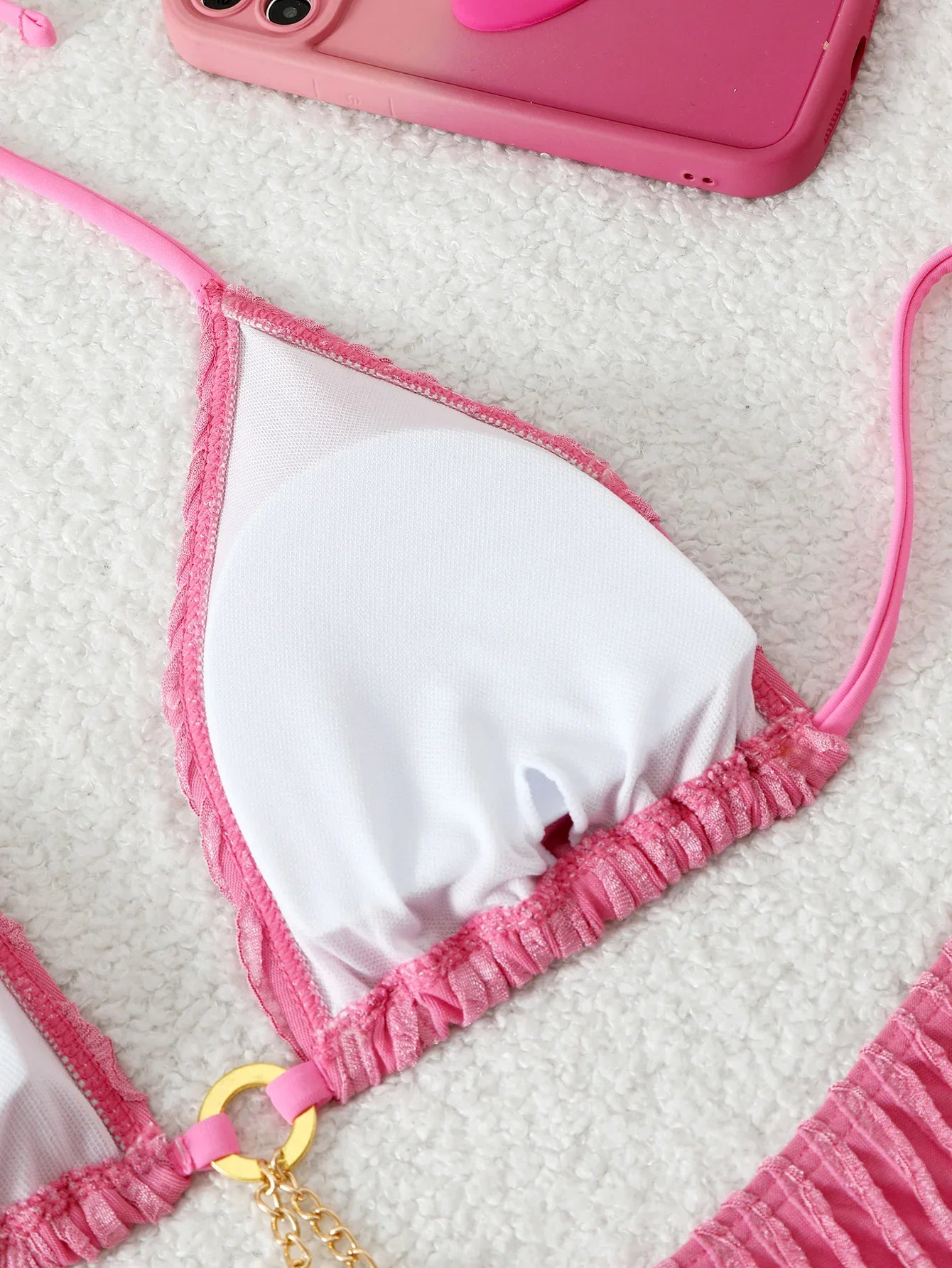 Triangle Halter String Bikinis 2026 Women Sexy Swimsuit Solid Ring Linked Swimwear Female Bathers Bathing Swimming Swim Suit