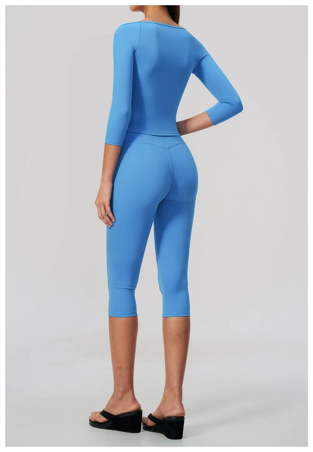 Fashion Mid Sleeve T-shirt Yoga Suits Tight Fitting Slim Sports Tops High Waist Peach Hip Mid Pants Gym Running Fitness Outfits