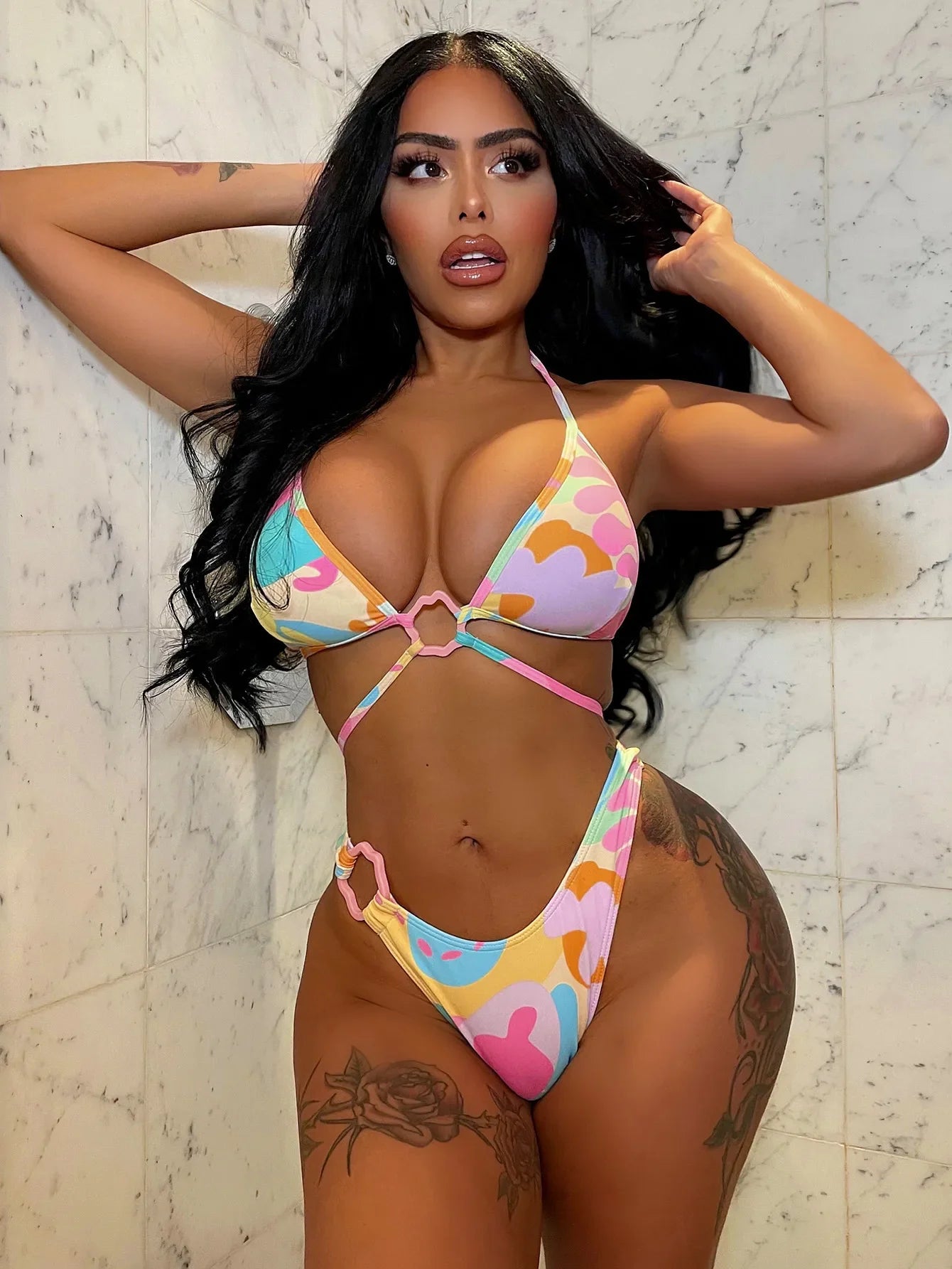 Bikini 2026 Sexy Multicolor Print Halter High Waist Swimwear Swimsuit Women Bikinis Set Bathing Suit Beach Bikini Female Tankini