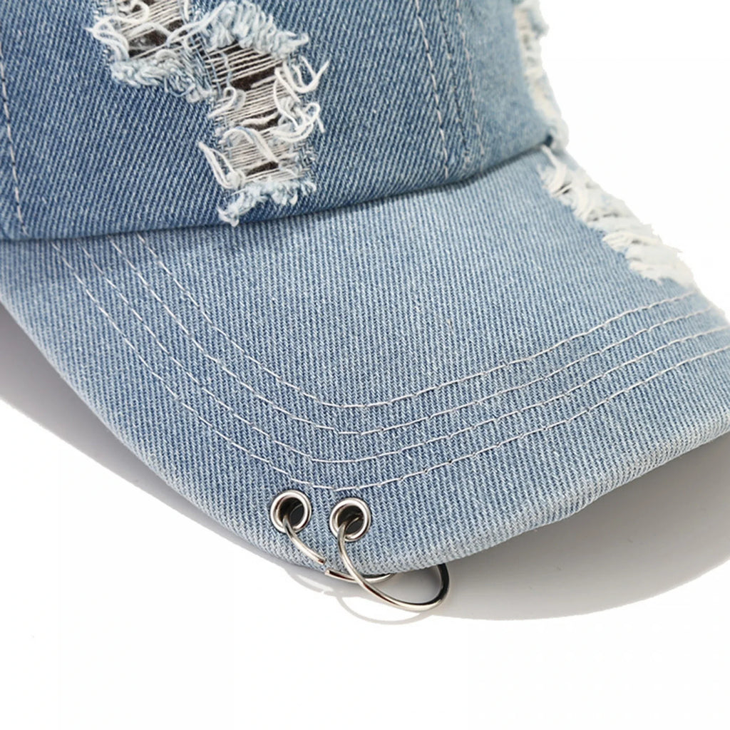 Men Women Denim Baseball Cap Stylish Solid Color Adjustable Hats for Travel Daily Wear Summer Sun Hats