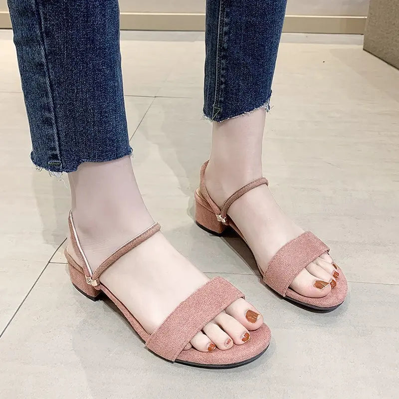 Women Sandals Chunky Heels Slides Summer 2026 Elegant Shoes Women Slipper Big Size 34-42 Fashion Summer Sandal Women