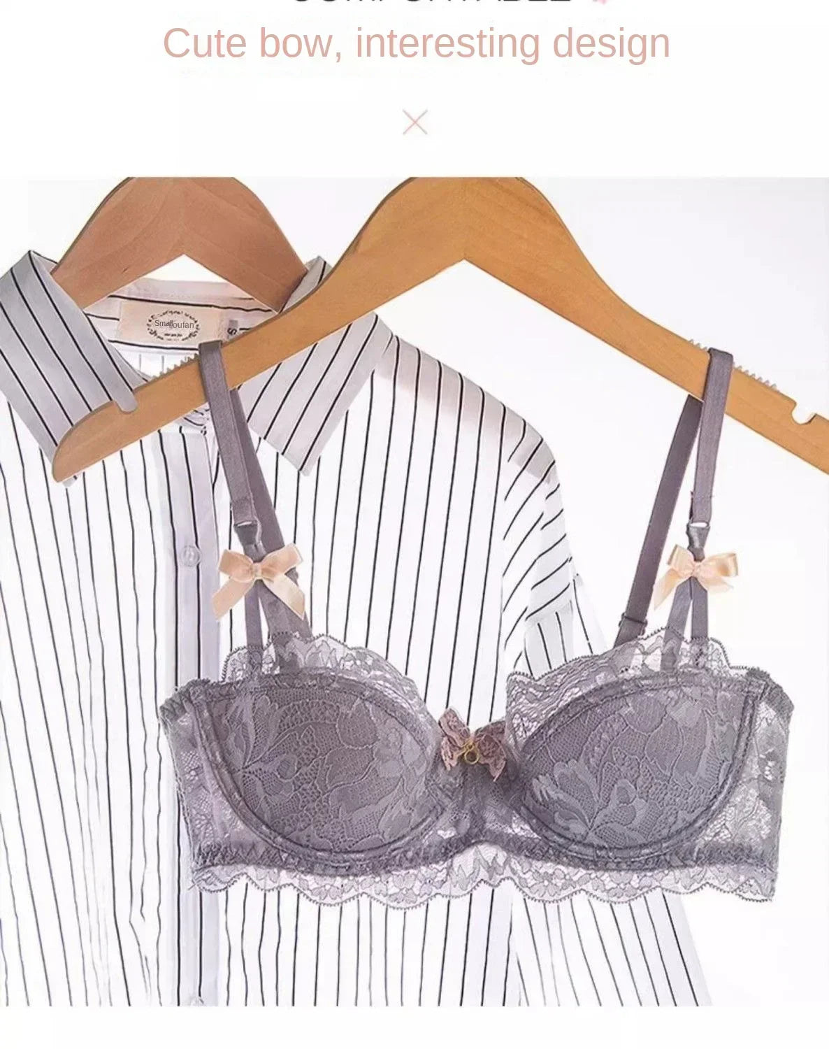MOYISU French Romance Breathable and Comfortable Breathable Sexy Lace Not Empty Cup Bra Set Pure Desire Girl Super Beautiful