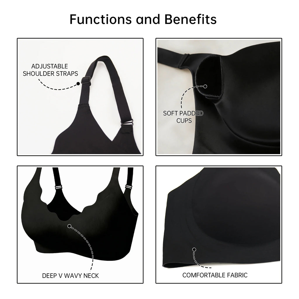 Women's Push-Up Seamless Wireless Bralette - Sexy Everyday Comfort Lingerie, Seamless U-Back Desig Yoga Fitness Dance Bra