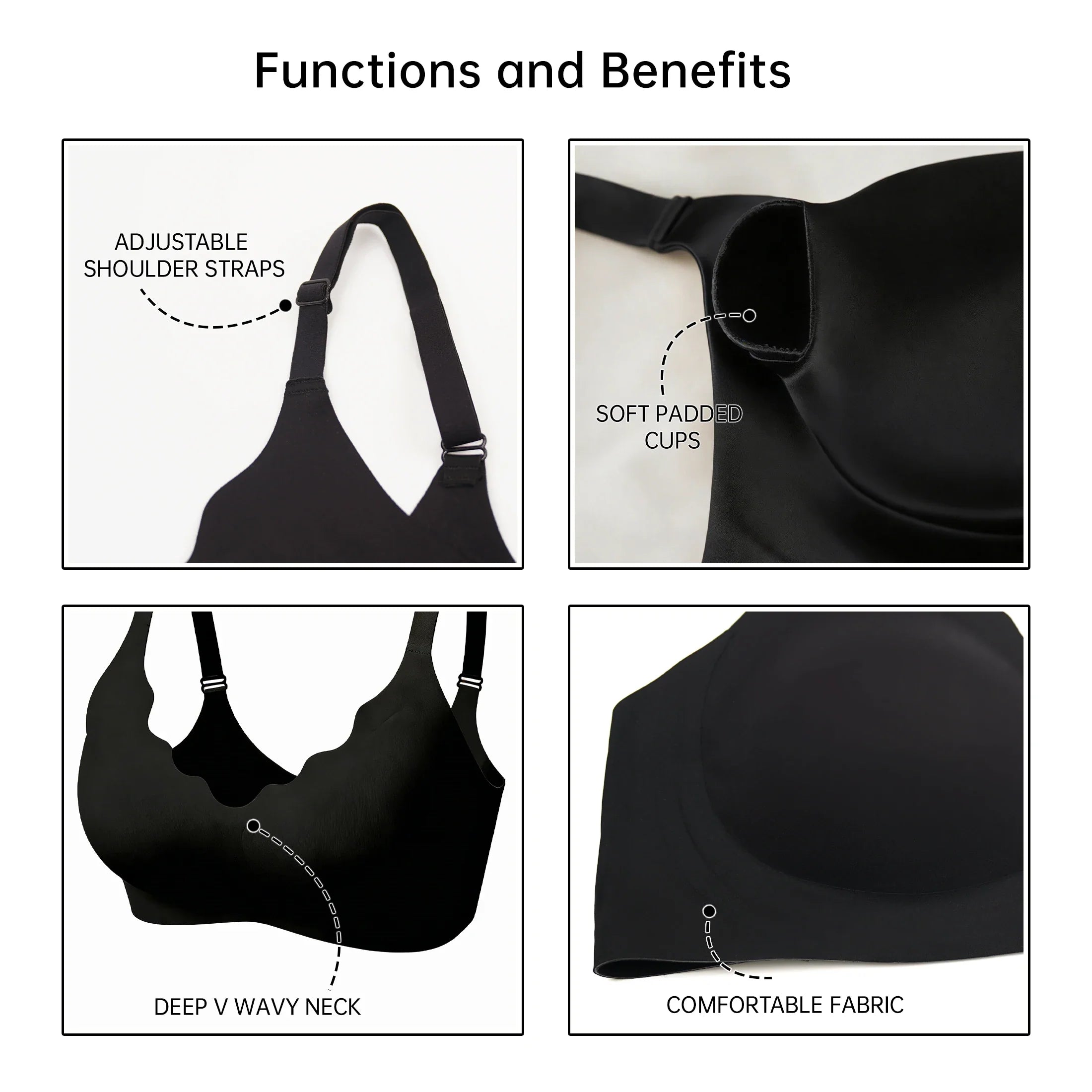 Women's Push-Up Seamless Wireless Bralette - Sexy Everyday Comfort Lingerie, Seamless U-Back Desig Yoga Fitness Dance Bra