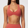 Halter V Neck Yoga Bra Sexy Backless Shockproof Gym Sports Tank Top Quick Dry Workout Fitness Outdoor Gym Running Bra