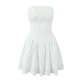 White Lace Dress Women Strapless Sleeveless Short Summer Dress Corset Cotton Mini Beach Casual Vestidos Party Dress 2025